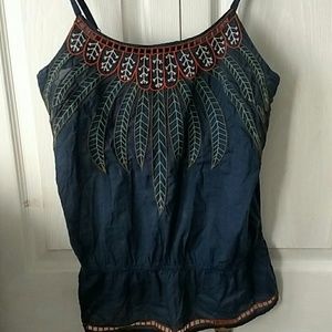 Forever 21 Embroidered Navy Top